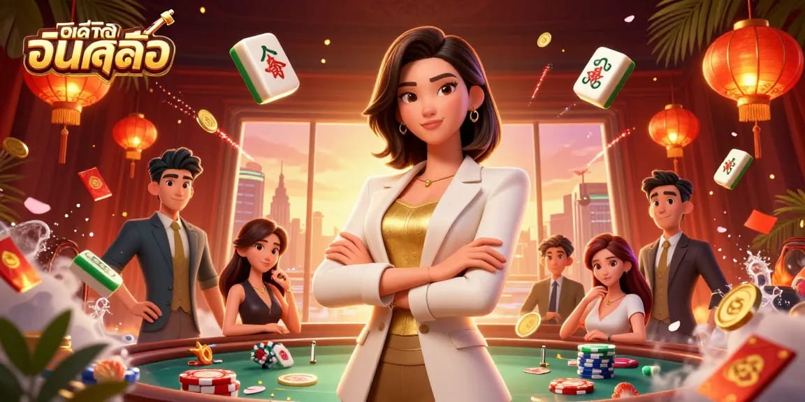 Engaging scene of a casino representative showcasing កាស៊ីណូអនឡាញ gaming elements.