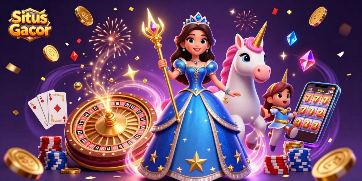 Situs Gacor spins winning opportunities with vibrant characters, coins, and thrilling game elements.