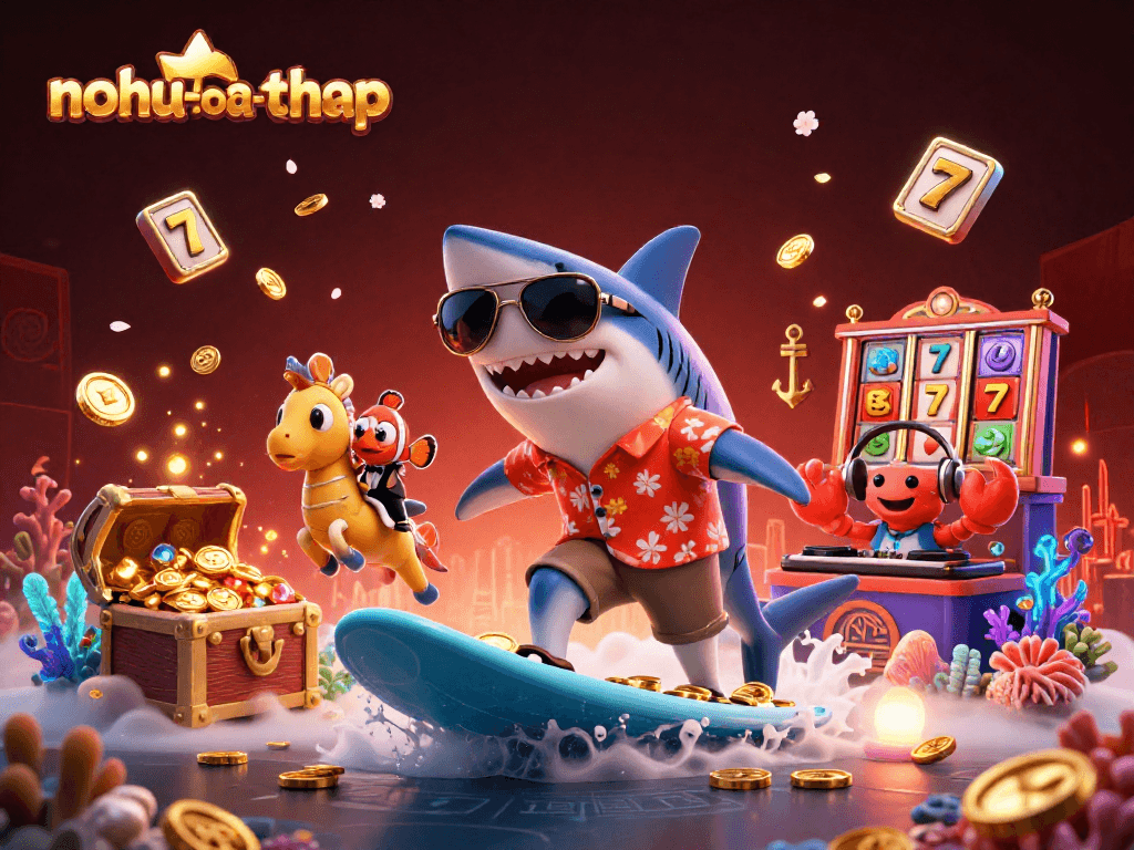 Engage in thrilling gameplay with nohu-toa-thap amidst vibrant gold coins and dynamic characters.