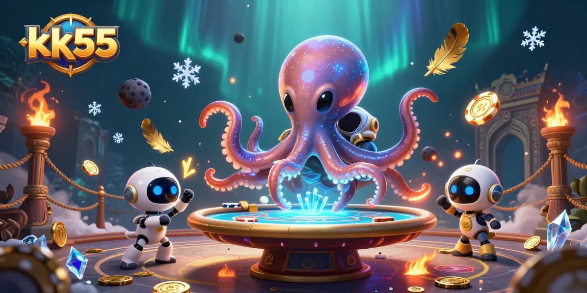 Experience thrilling gameplay at kk55 with a vibrant 3D casino scene showcasing alien poker dynamics.