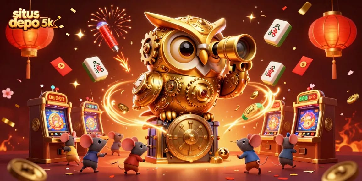 Engage with situs depo 5k in this vibrant 3D casino illustration showcasing whimsical characters and elements.