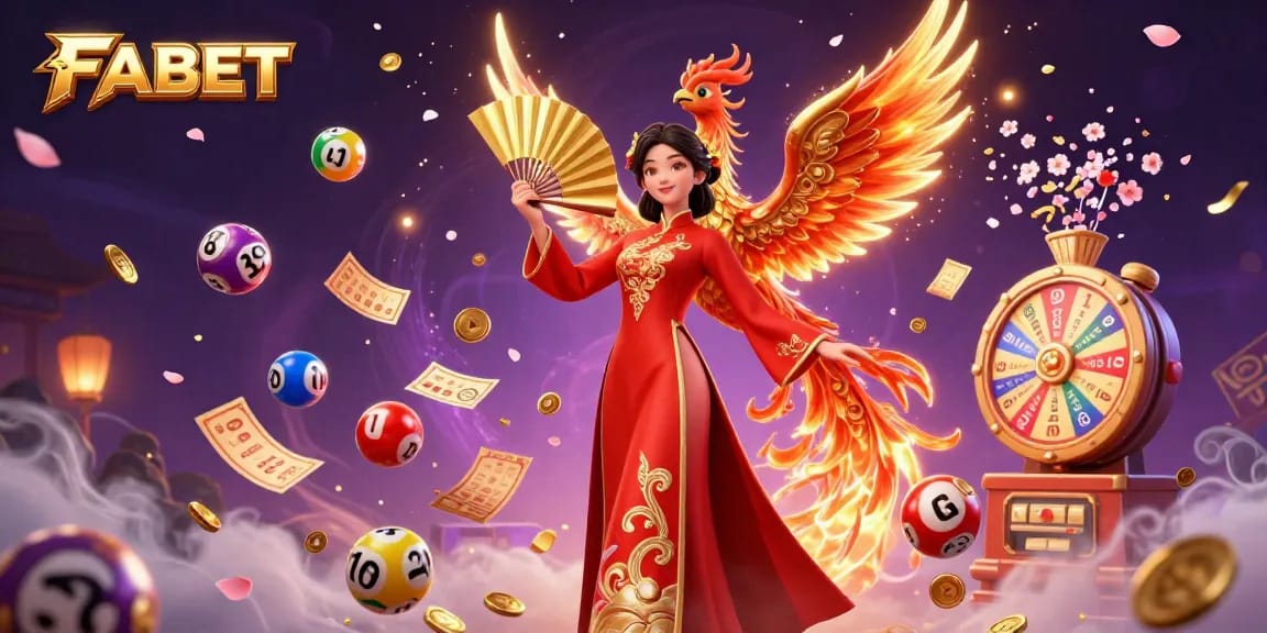 Experience the excitement of FABET through a vibrant 3D illustration depicting engaging lottery and gaming elements.