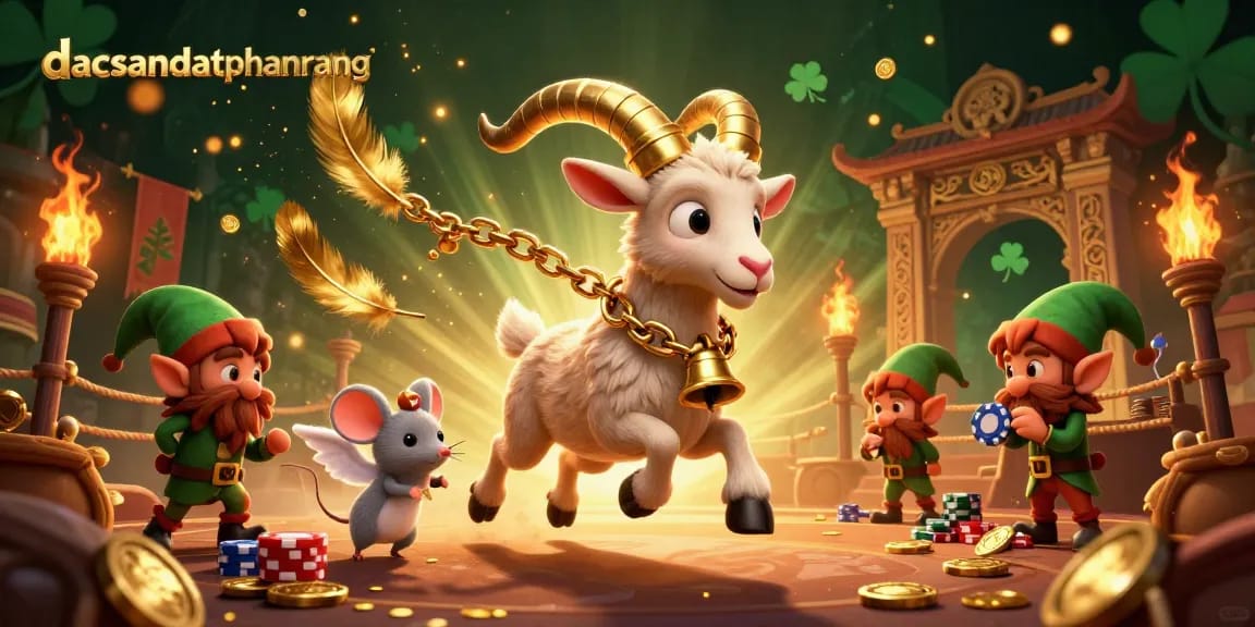 Experience thrilling games at dacsandatphanrang with a festive casino scene showcasing 3D characters and vibrant action.
