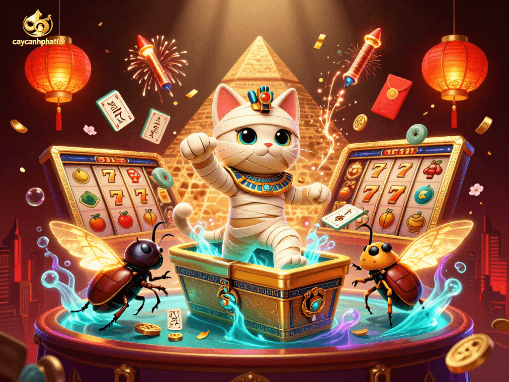 Play slots and jackpot features in caycanhphattai's vibrant 3D casino scene.
