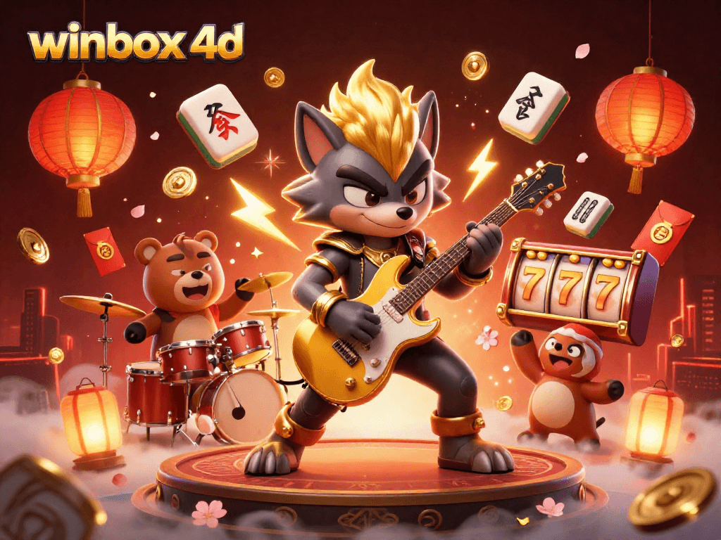 Enjoy adrenaline-pumping action with winbox 4d's vibrant casino stage illustration featuring 3D characters.