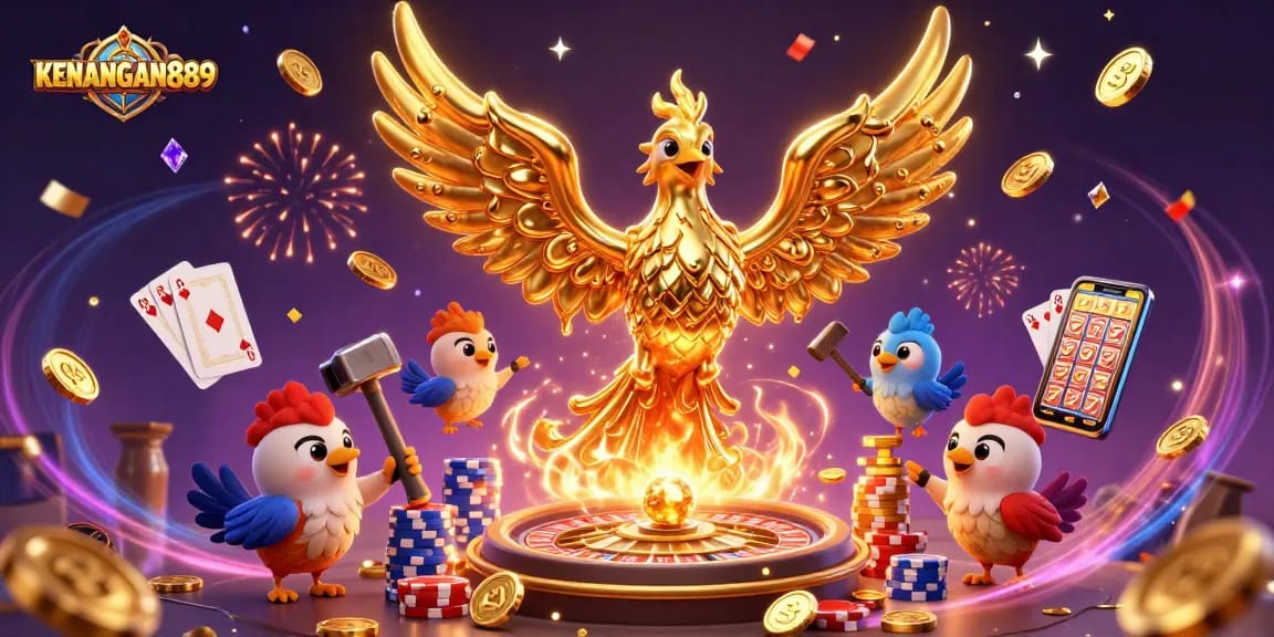 Engage with KENANGAN889 for thrilling casino experiences surrounded by golden coins and exciting game elements.