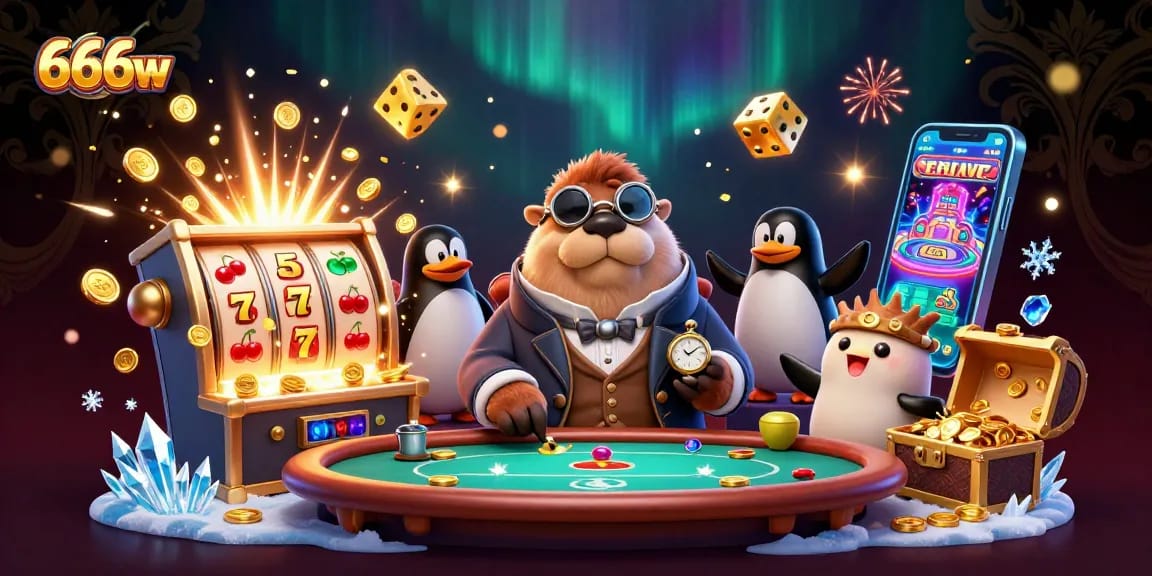 Experience the excitement of 666w, as players enjoy a vibrant underwater casino with animated characters and thrilling elements.