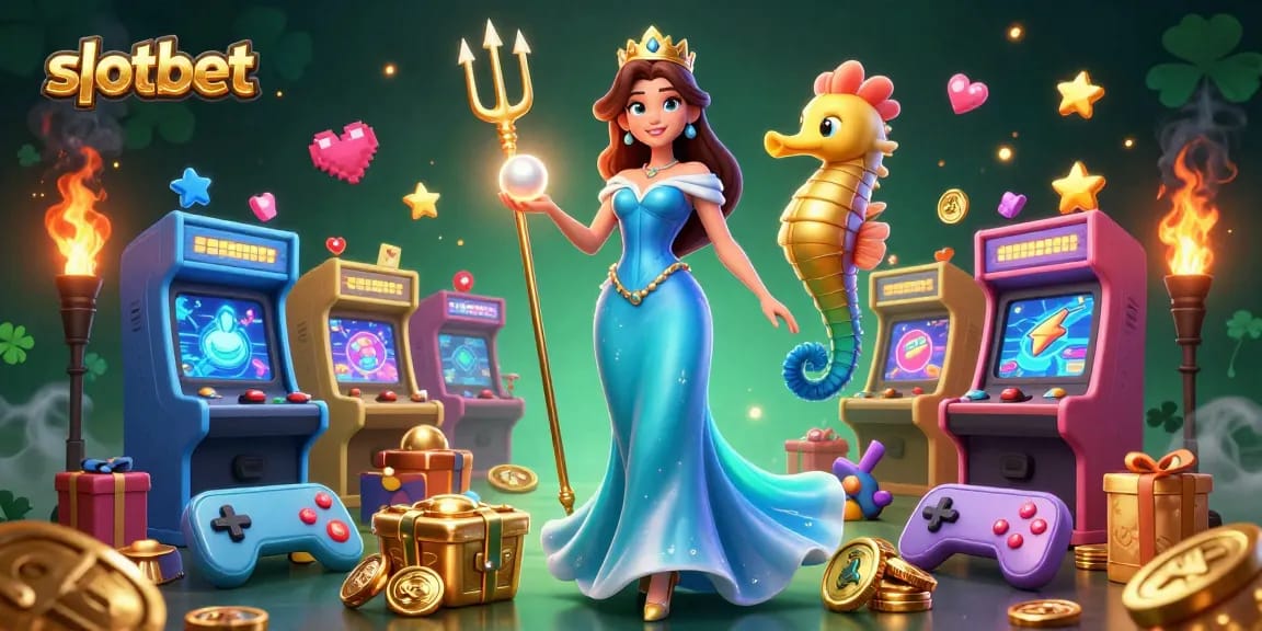 Join the excitement at slotbet with vibrant casino games and engaging characters in a captivating underwater scene.