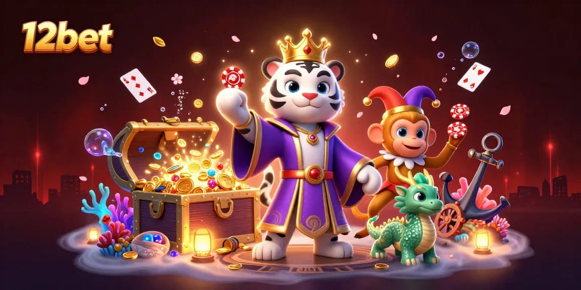 Chơi cá cược ở 12bet với hổ trắng sang trọng, khỉ vui vẻ và rồng ngọc xanh.