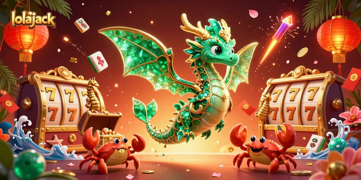 Win with lolajack in this vibrant 3D illustration of gambling excitement featuring casino elements.