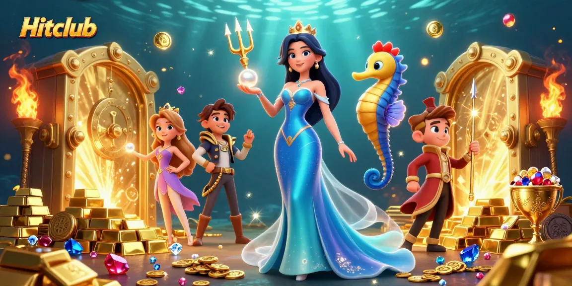 Hitclub showcases thrilling casino adventures with a dazzling underwater scene featuring treasures.