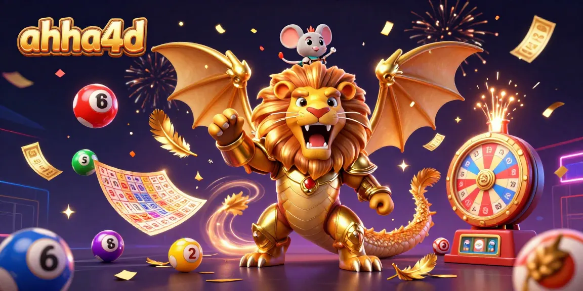 Memenangkan jackpot dengan ahha4d sambil melihat bola lotere berwarna-warni terbang di udara