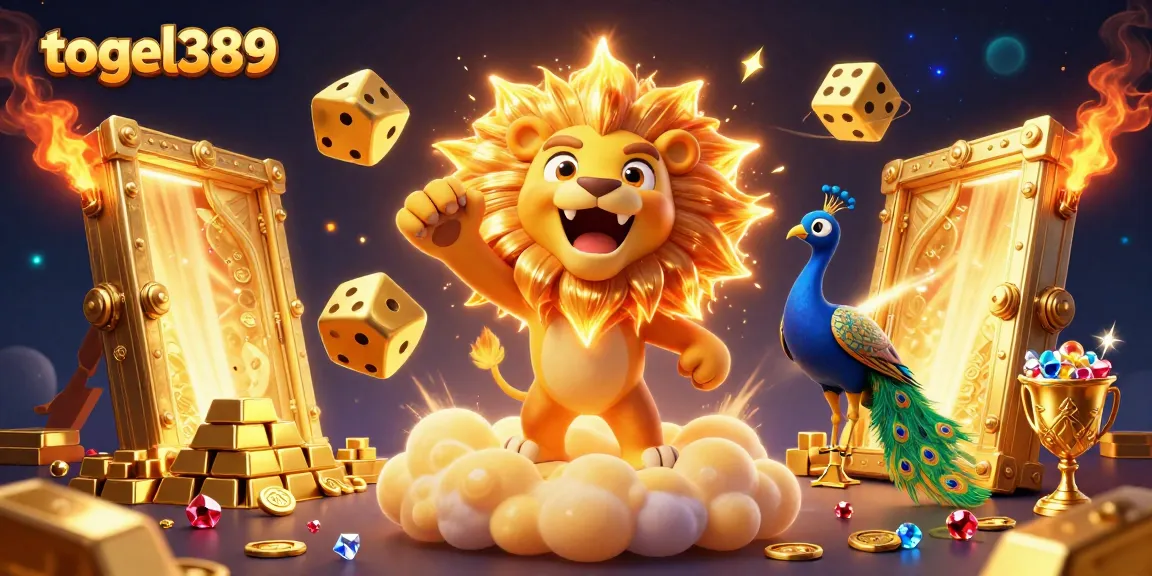 Experience thrilling togel389 wins as golden elements and characters dance in an engaging 3D illustration