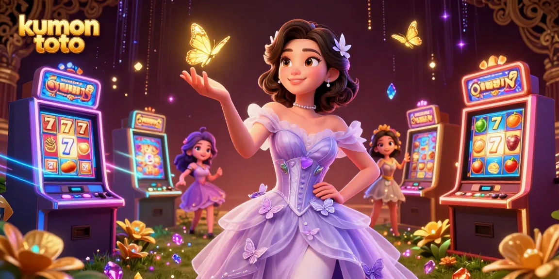 Kumon toto highlights thrilling slot experiences with vibrant characters and game elements thriving in a magical setting.