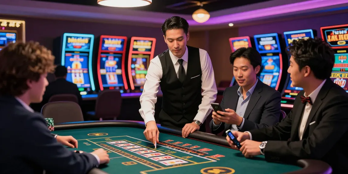 Engaging live casino scene at a trusted credit card casino on https://ibn.org.uk with players and dealer interacting.