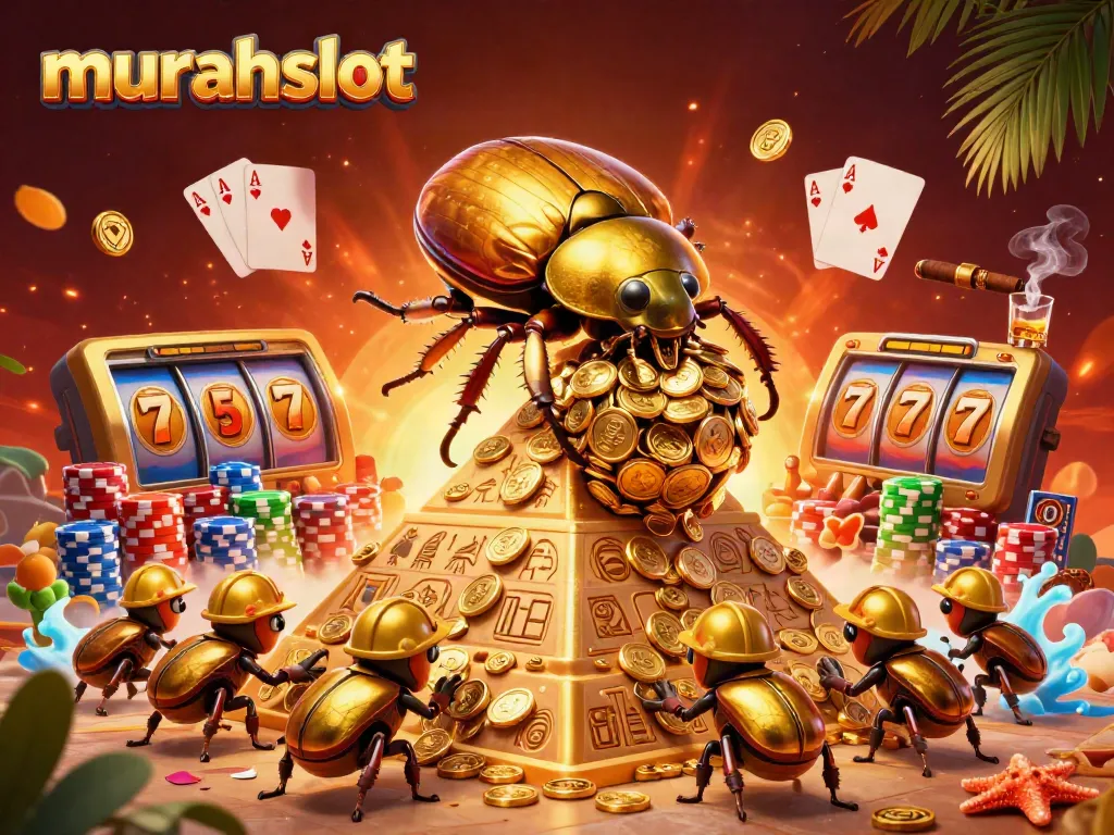 Mainkan permainan slot gacor di murahslot dengan ilustrasi 3D yang menampilkan bug jendral emas.