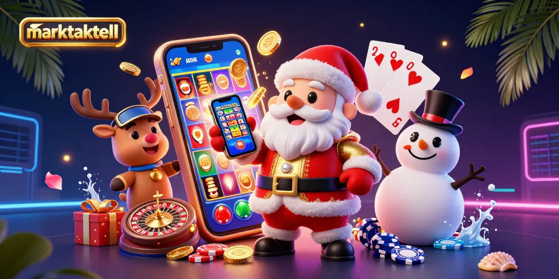 Boost your gaming experience with marktaktuell's festive casino scene featuring Santa and friends.