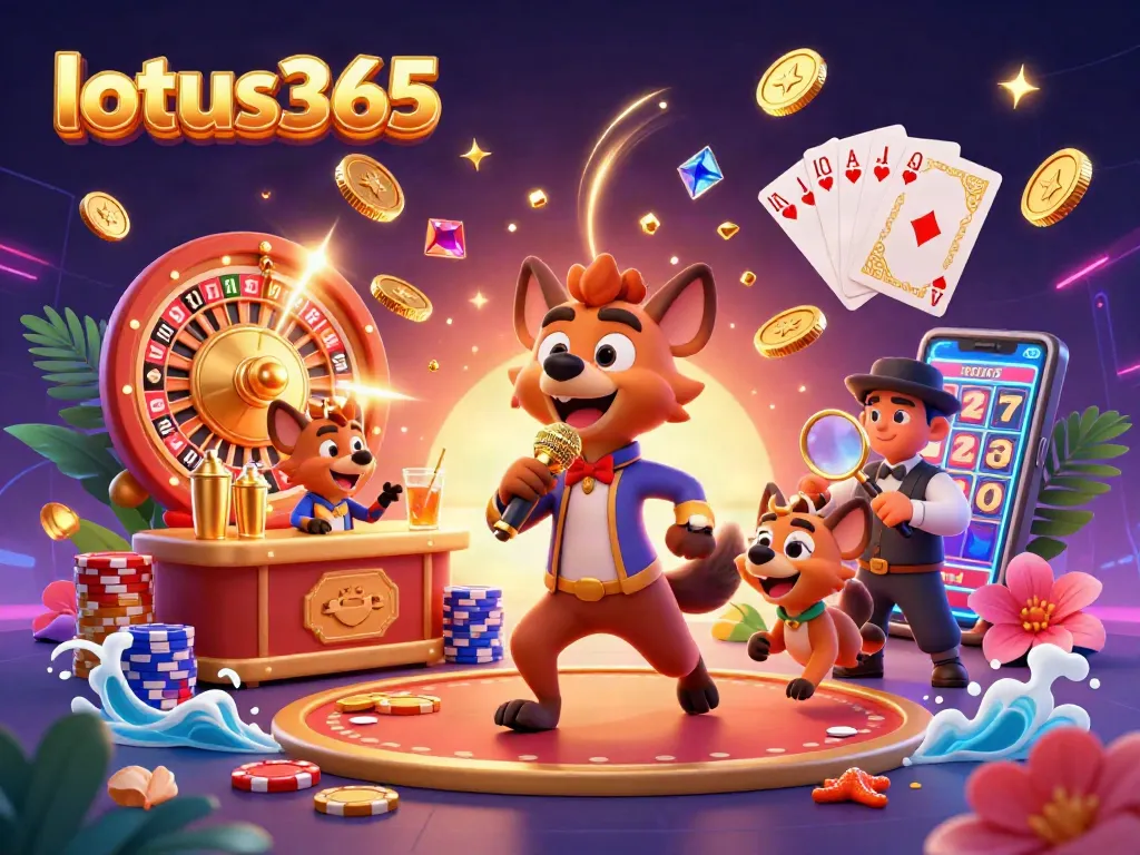 Experience thrilling gameplay at lotus365 with vibrant casino elements and lively hyena characters.