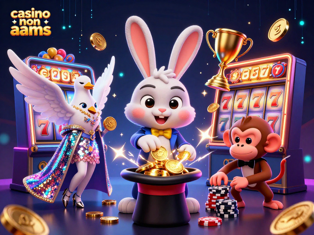 Giocare nei casino non AAMS con il mago che tira monete d'oro da un cappello, slot e trofei brillanti!