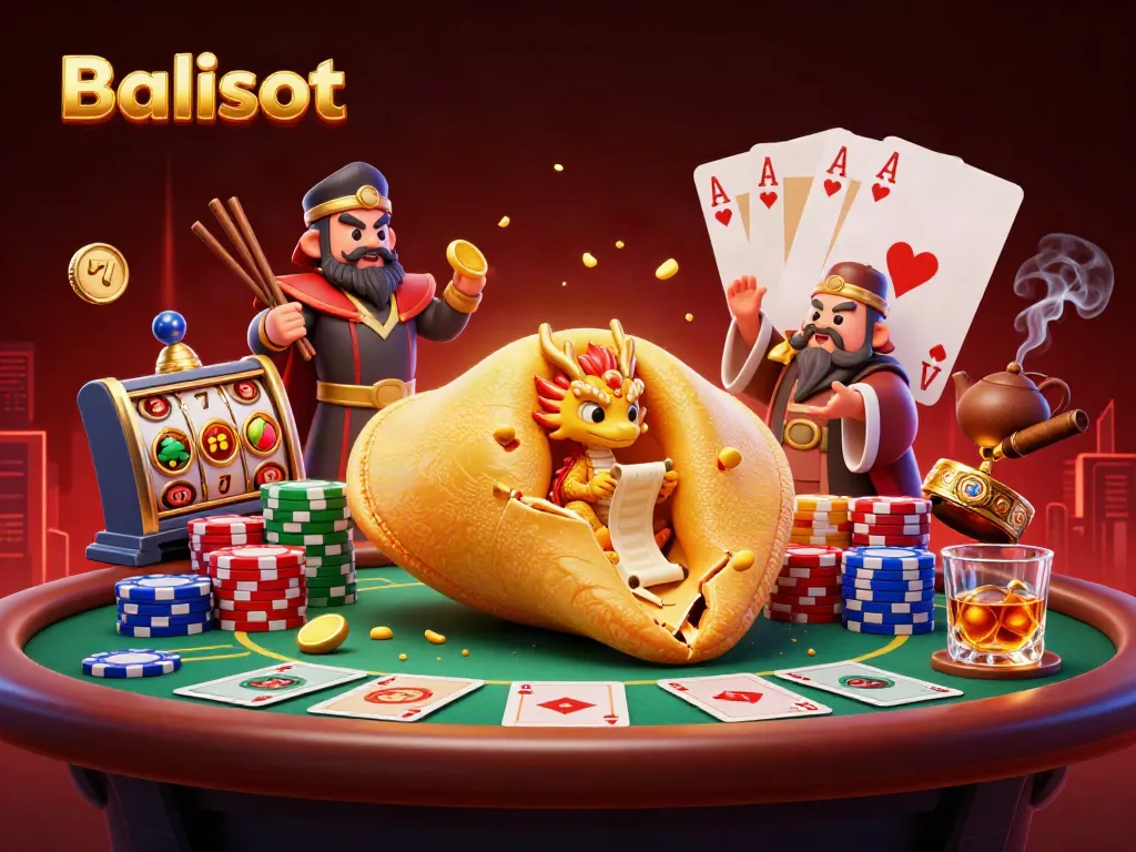 Balislot offers thrilling gaming with a dynamic scene featuring poker elements and engaging characters.