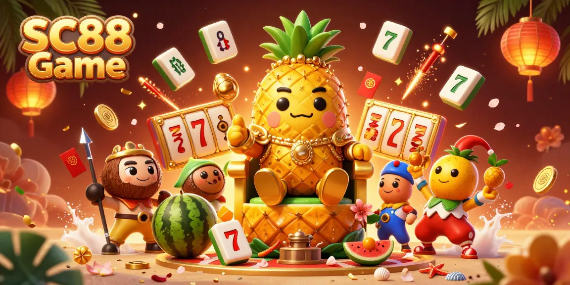Experience the excitement of SC88 Game with dynamic characters and vibrant casino elements in an engaging 3D illustration.