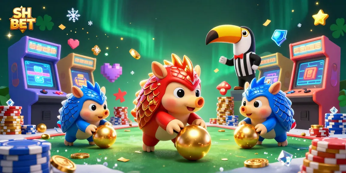 Compete in thrilling games at SH BET, featuring 3D pangolins rolling into golden balls amidst casino excitement.