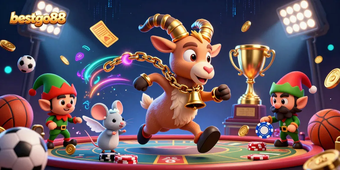 Experience bestgo88’s thrilling sports betting action in a festive casino illustration featuring Krampus.