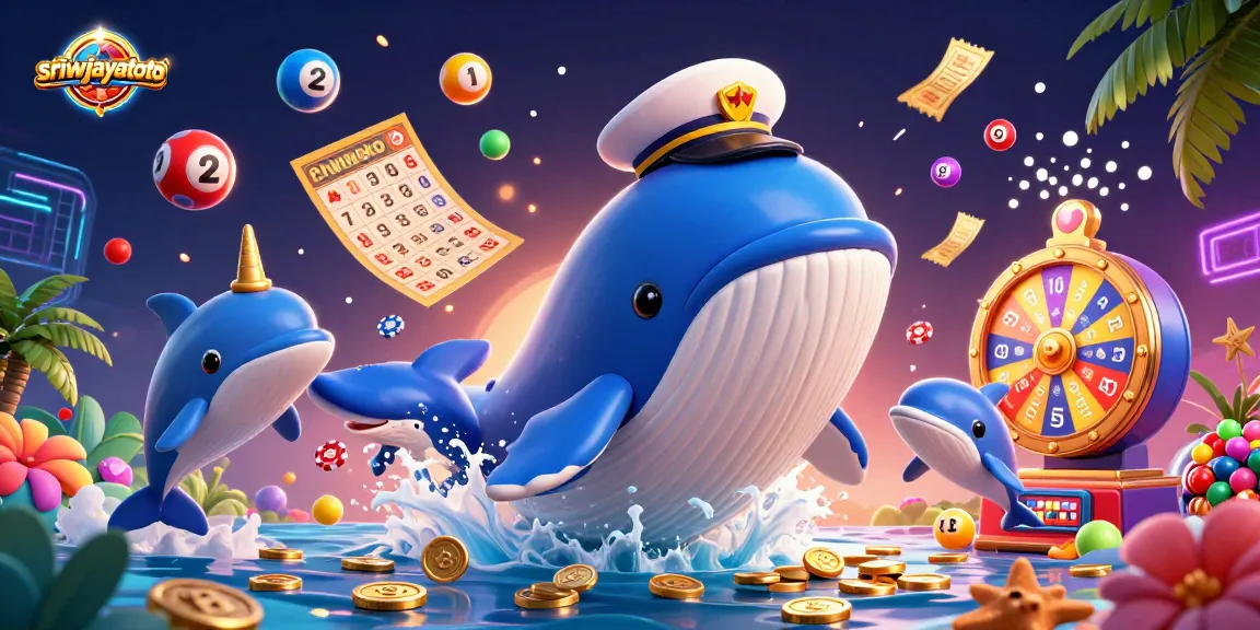 Sriwijayatoto brings an engaging lottery casino scene with playful dolphins and colorful game elements.