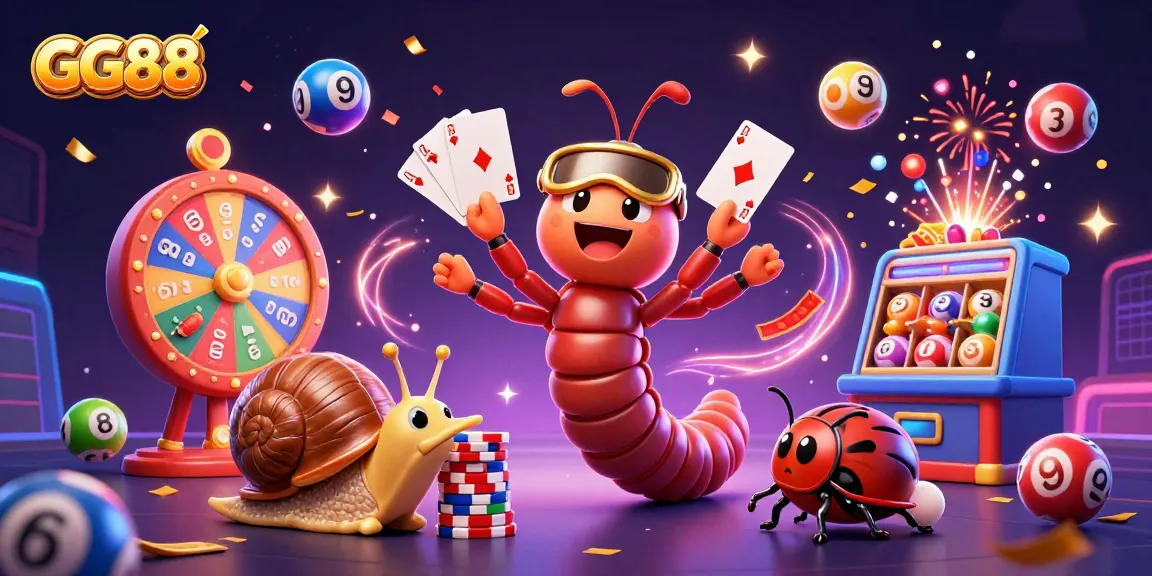 Experience the excitement of GG88 with lively game characters and vibrant casino elements.