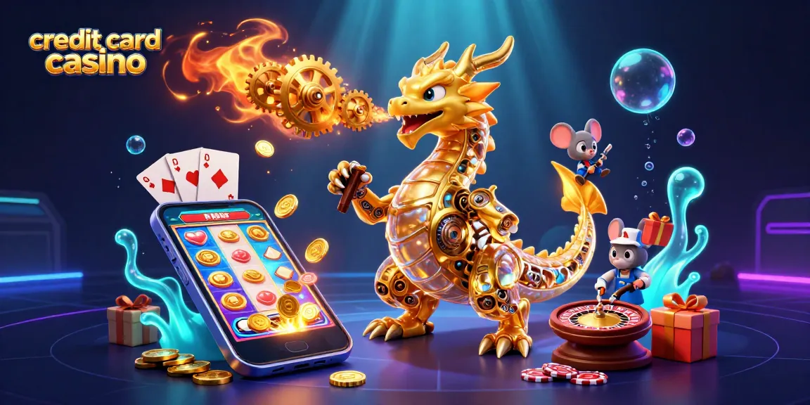 Experience thrilling gameplay at a credit card casino with a dynamic illustration of gaming elements.