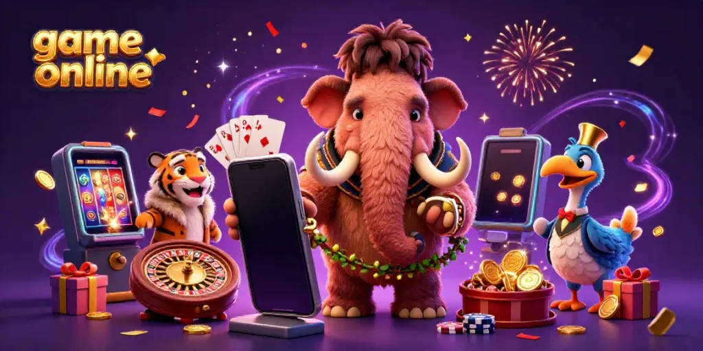 Woolly mammoth bouncer checking IDs for VIP guests in a vibrant game online casino