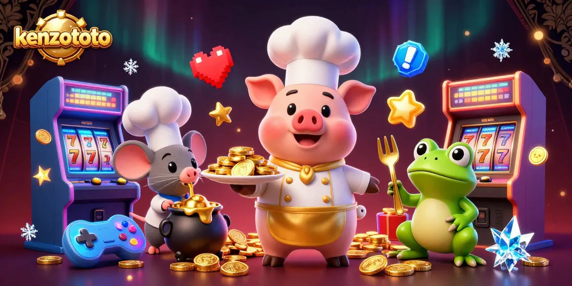 Engage with kenzototo's exciting game realm featuring dynamic characters and slot machine elements.