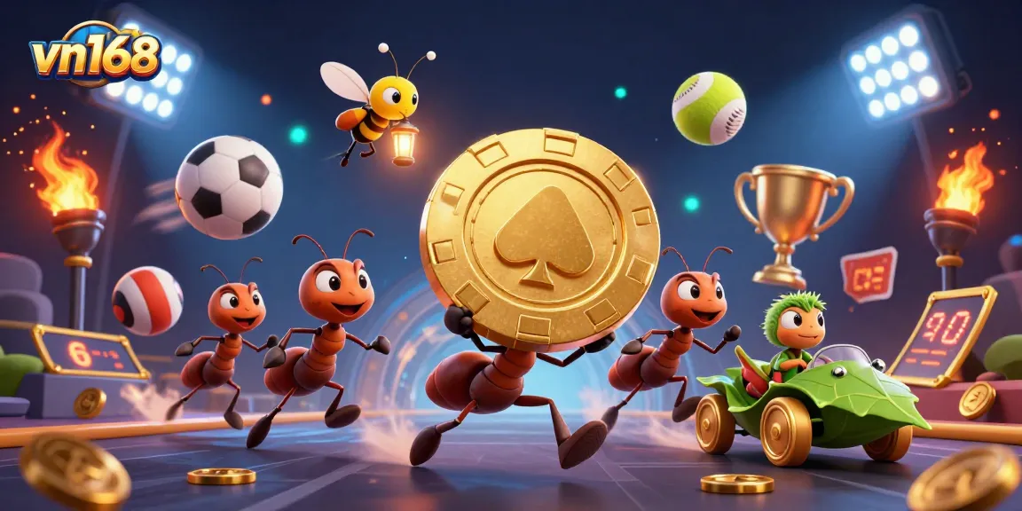 Experience thrilling victories at vn168 with a captivating heist scene featuring animated characters and sports elements.