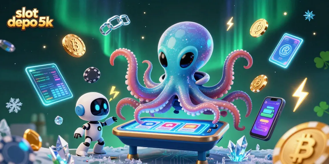 Experience the slot depo 5k thrill with an alien octopus and robot gaming in space.