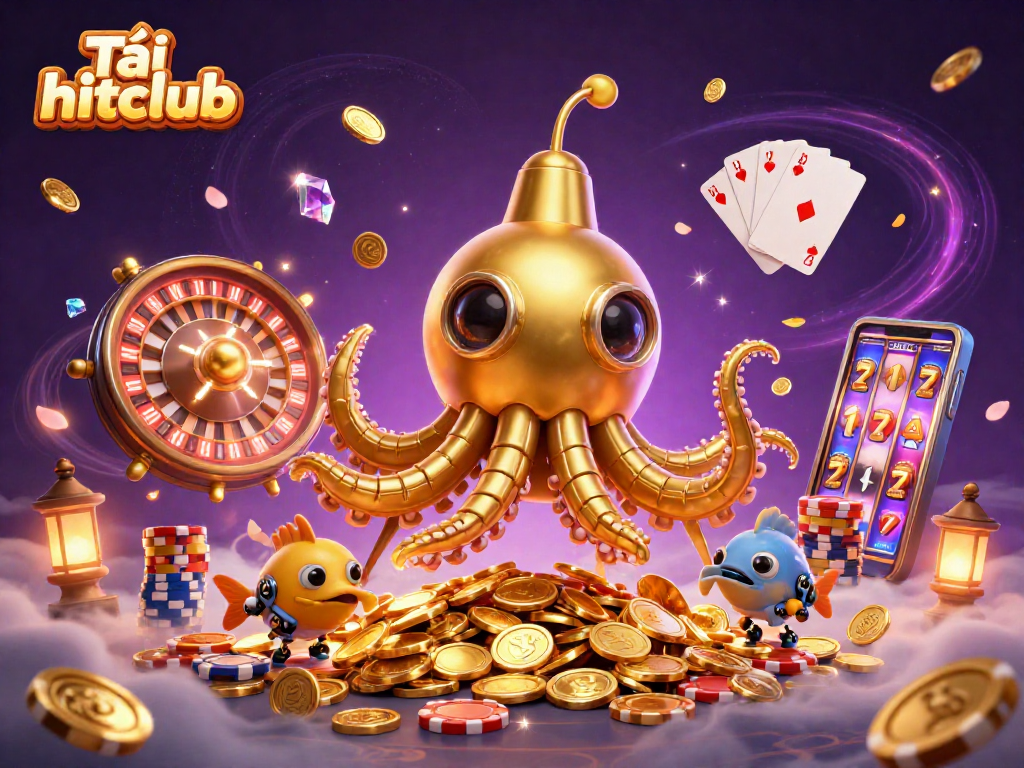 Tải hitclub and explore dynamic gameplay featuring golden treasures, cards, and a vibrant casino atmosphere.