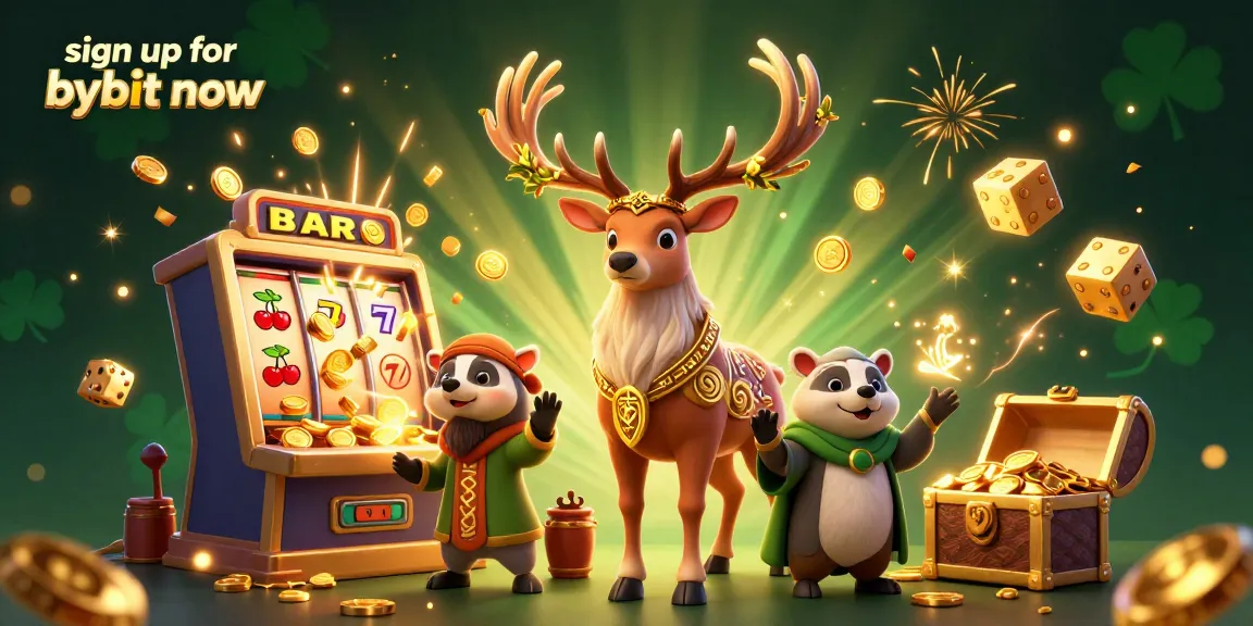 Play and sign up for bybit now with an exciting 3D illustration showcasing vibrant casino elements.