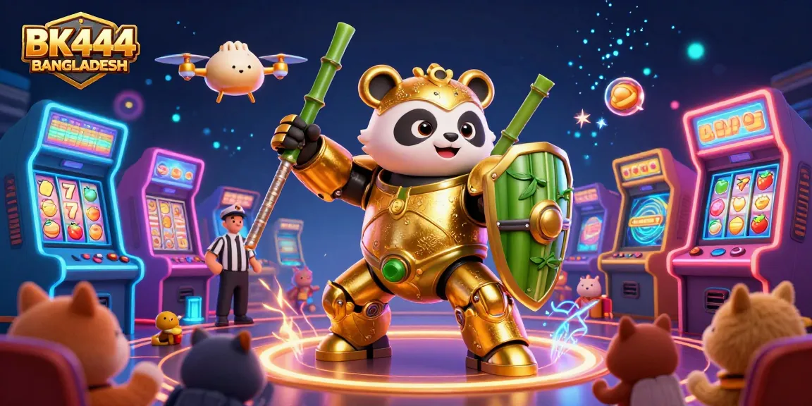 Win big with BK444 BANGLADESH in this lively 3D casino illustration filled with exciting gaming elements.
