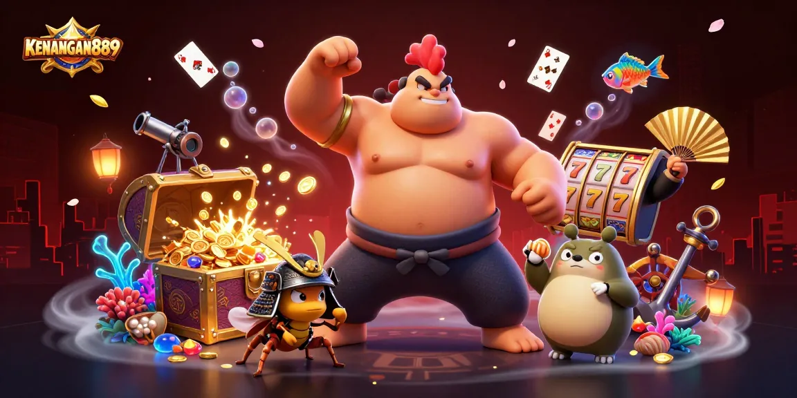 Play exciting slots at KENANGAN889 with an engaging casino scene featuring vibrant characters.
