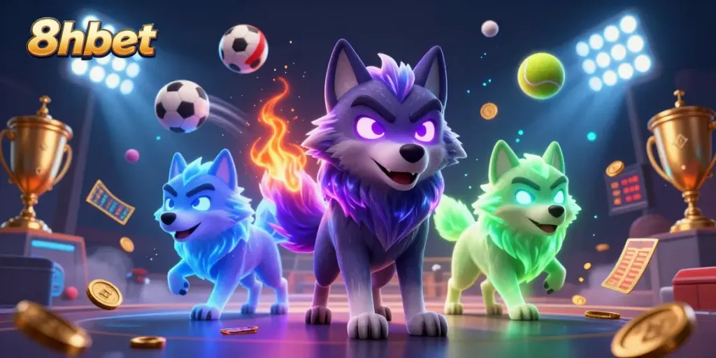 Experience thrilling action with 8xbet's vibrant sports-themed scene, featuring dynamic characters and gameplay.