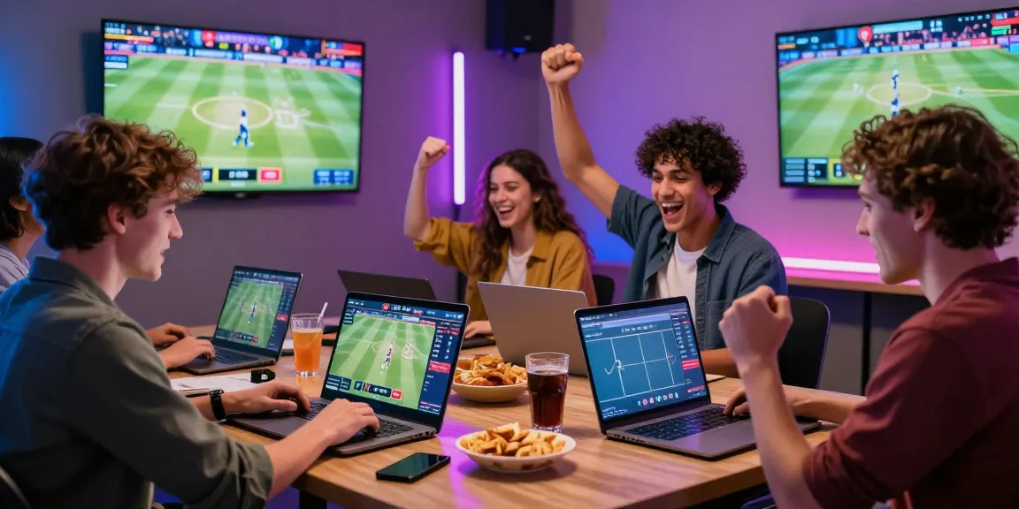 Exciting online betting atmosphere with friends engaging in Velki Live sports betting.