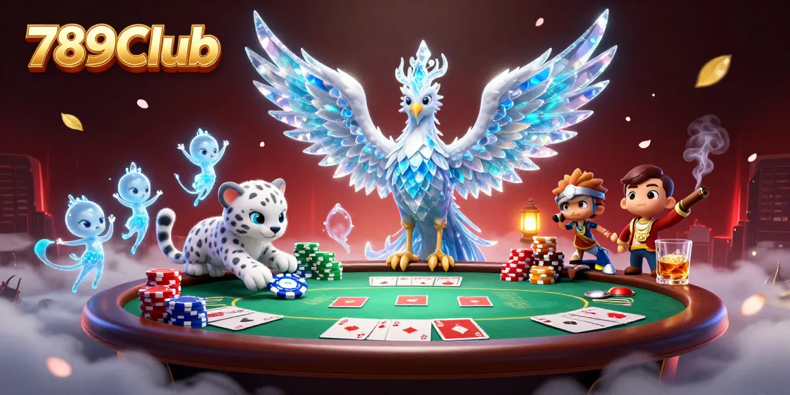 Play poker with virtual friends at 789Club featuring vibrant characters and game elements.