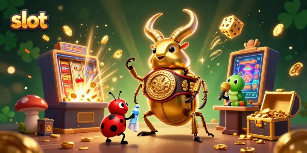 Menangkan jackpot dengan slot dalam ilustrasi kasino yang berwarna-warni dan dinamis.