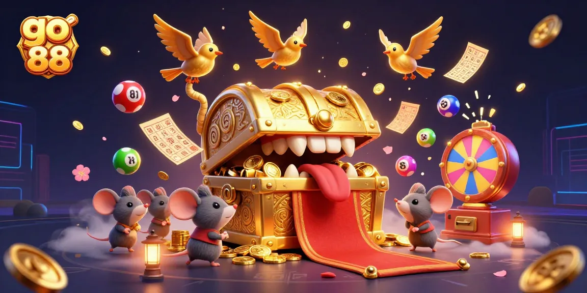 Engage with go 88's thrilling dynamic gaming scene featuring vibrant lottery elements and treasures.