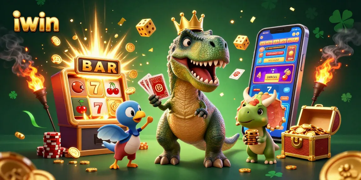 Experience thrilling gameplay with iwin’s vibrant 3D casino scene featuring a T-Rex and dynamic jackpots.