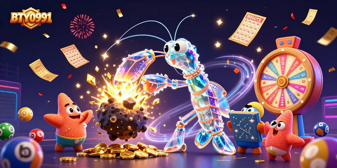 Experience thrilling action at BTY0991 with a vibrant 3D casino scene featuring a galactic samurai and festive elements.