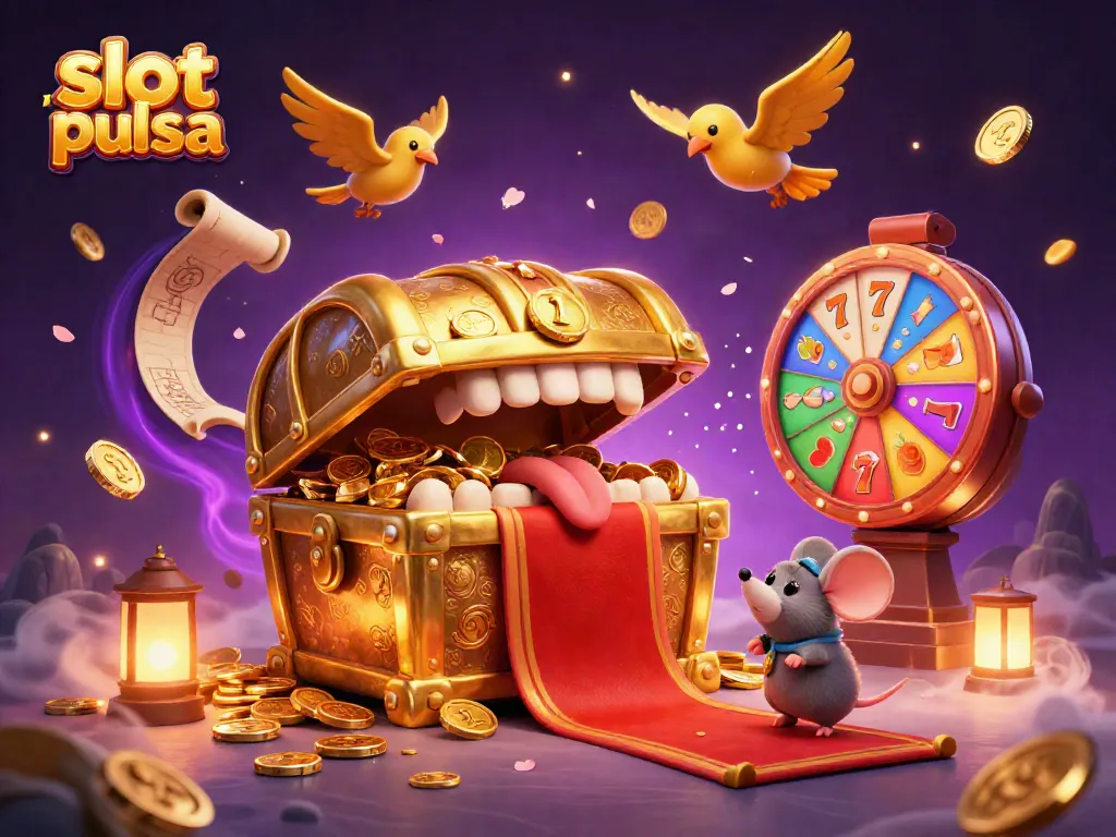 Engage with slot pulsa riches in a vibrant casino world filled with animated characters and dynamic gaming elements.