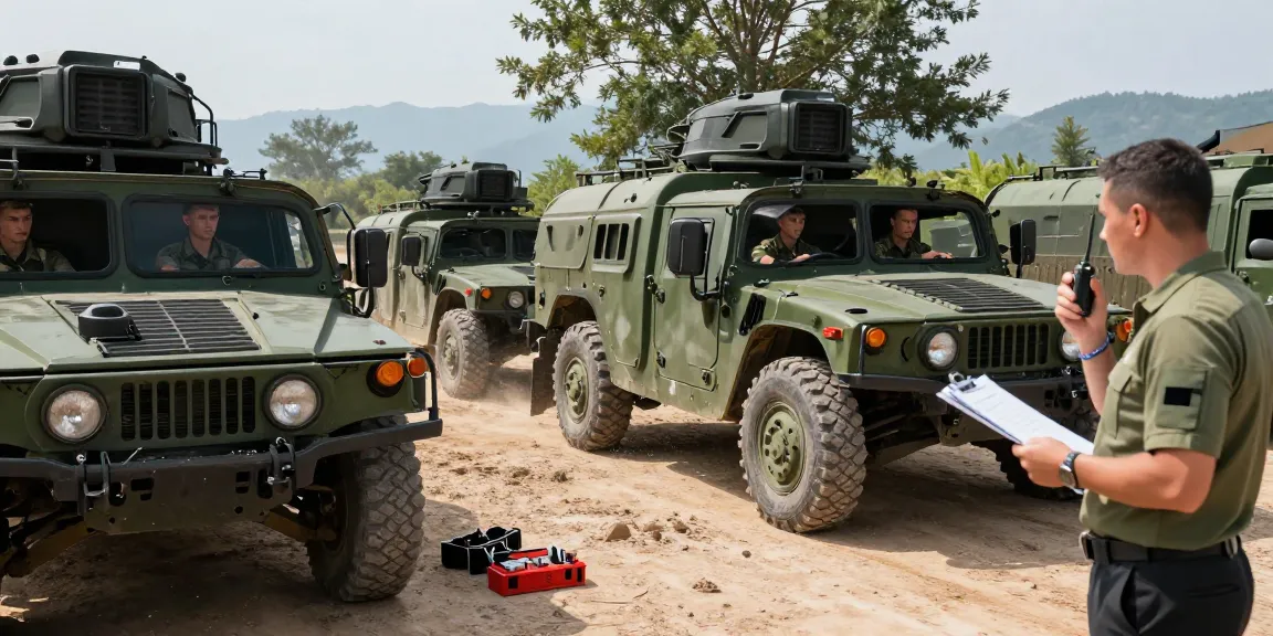 Military training session for 88m Motor Transport Operators, vehicles on rugged terrain, teamwork and focus.