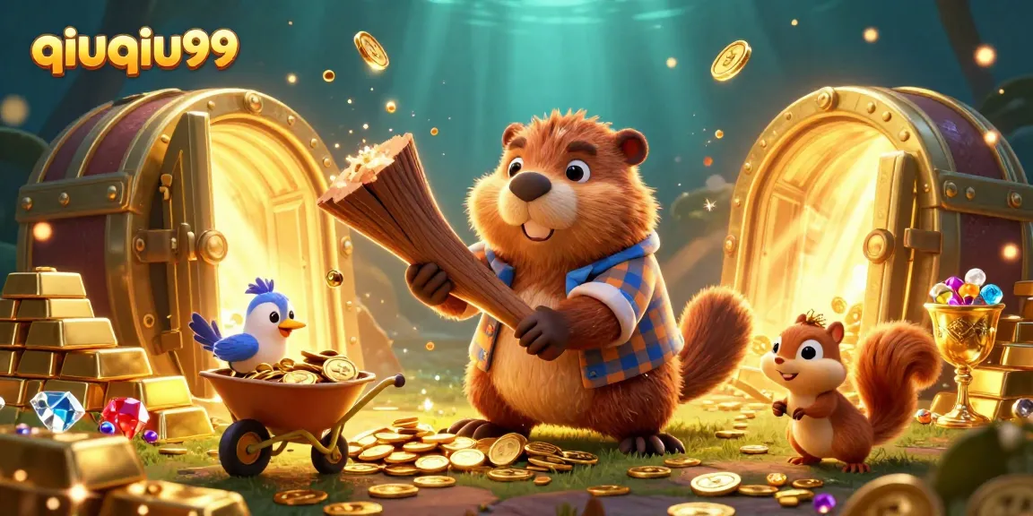 Win big with qiuqiu99 by collecting golden coins in a vibrant gambling-themed illustration.