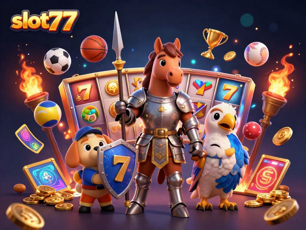 Experience exciting gameplay with slot777 as a knight battles for jackpot riches in a vibrant casino world.