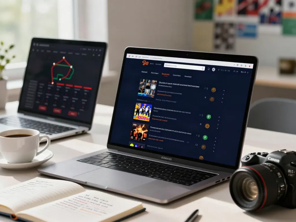 Experience the excitement of Ufa betting with a modern interface, coffee, and sports memorabilia.